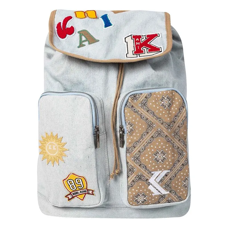 Рюкзак из стираного денима с принтом